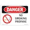 Signmission OSHA Danger Sign, No Smoking Propane, 5in X 3.5in Decal, 3.5" W, 5" L, Landscape OS-DS-D-35-L-1489 - alternate 1